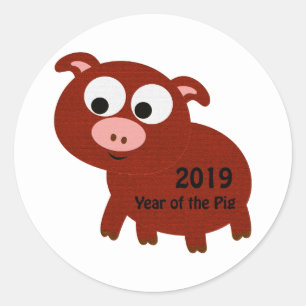Jahr des Schweins 2019 Runder Aufkleber