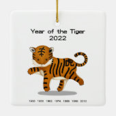 Jahr des Tiger 2022 Niedlich Zodiac Animal Keepake Keramikornament (Rückseite)