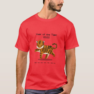 Jahr des Tiger 2022 Niedliches Tierrotes Tier T-Shirt