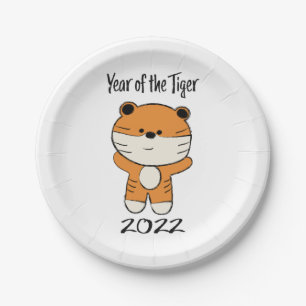 Jahr des Tiger 2022 Pappteller