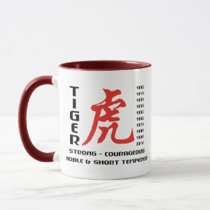 Jahr des Tiger-chinesischen Astrologie-Geschenks Tasse