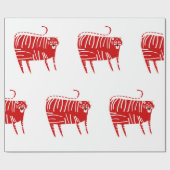 JAHR DES TIGER RED Wrapping Paper Geschenkpapier (Flach)
