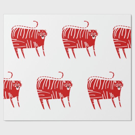 JAHR DES TIGER RED Wrapping Paper Geschenkpapier (Flach)