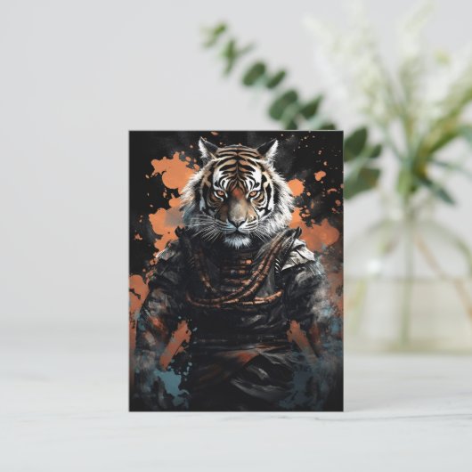 Jahr des Tiger Samurai Postkarte (Stehend Vorderseite)