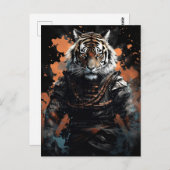 Jahr des Tiger Samurai Postkarte (Vorne/Hinten)