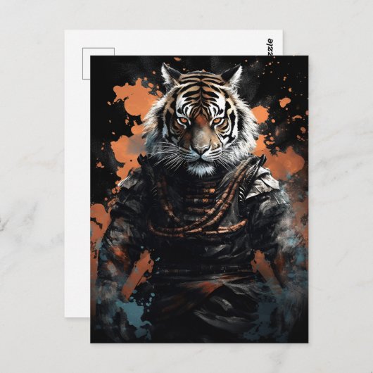 Jahr des Tiger Samurai Postkarte (Vorne/Hinten)
