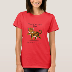 Jahr des Tigers 2022 Süßes Sternzeichen Tier Rot T-Shirt