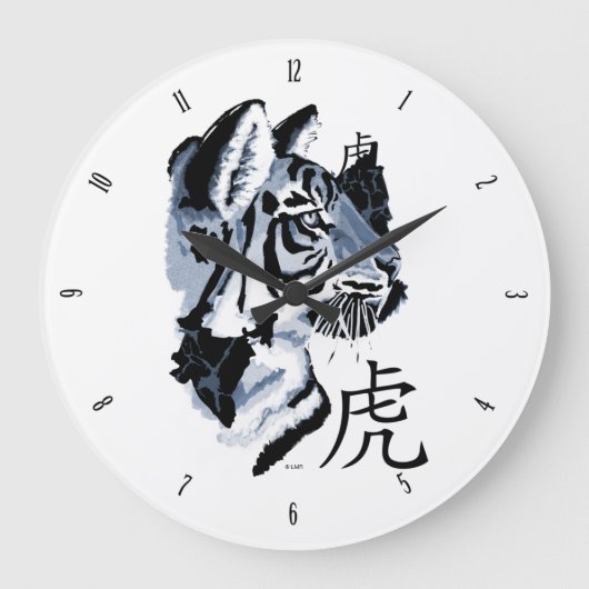 Jahr des Tigers mit Zahlen Große Wanduhr (Vorderseite)