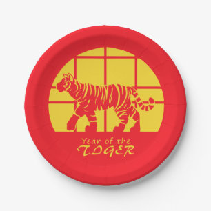 Jahr des Tigers Pappteller