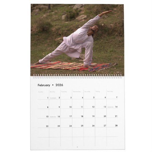 Jahr des Yoga, anpassbarer Kalender (Feb 2026)