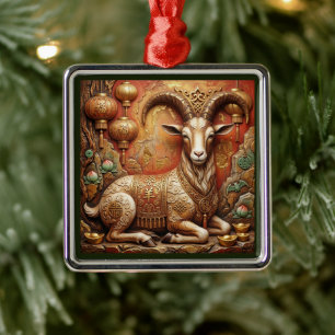 Jahr des Ziege 2027 Glückliches Mondneujahrs-Ornam Ornament Aus Metall