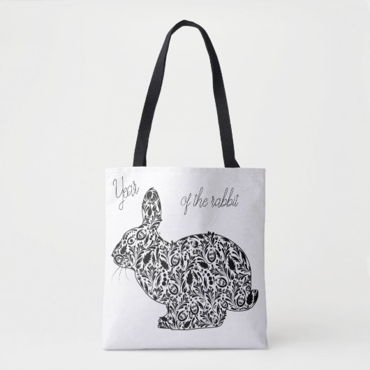 JAHR DES ZWEI SEITEN RABBIT TOTE BAG TASCHE (Vorderseite)