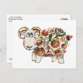 Jahr eines Schafes - Ukrainische Petrykivsky-Maler Postkarte (Vorne/Hinten)