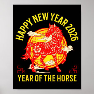 Jahr Feuerpferd Chinesischer Mondkalender Zodiak Poster