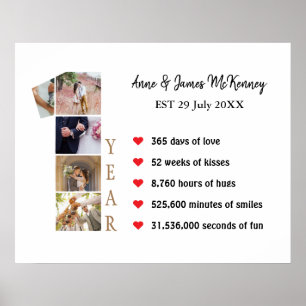 Jahr für 1 Jahr - Maßgeschneiderte Foto-Anzahl Poster