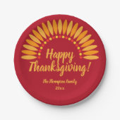 Jahr für glückliche Erntedankwürdigung hinzufügen Pappteller (Vorderseite)