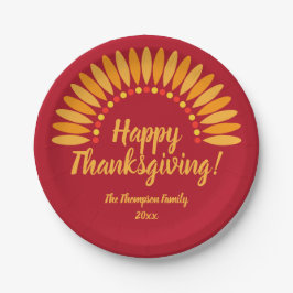 Jahr für glückliche Erntedankwürdigung hinzufügen  Pappteller