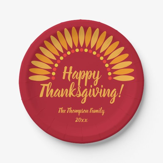 Jahr für glückliche Erntedankwürdigung hinzufügen Pappteller (Vorderseite)