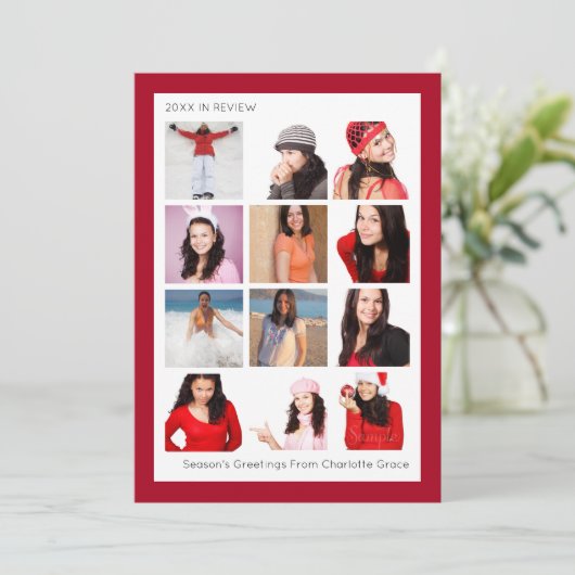 Jahr im Review 12 Foto Personalisiert Weihnachten (Stehend Vorderseite)