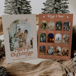 Jahr im Review Boho Arch Foto Weihnachtskarte Einladung