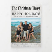 Jahr im Review Christmas Newspaper Family Foto Dreifach Gefaltete Urlaubskarte (Cover)