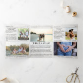 Jahr im Review Christmas Newspaper Family Foto Dreifach Gefaltete Urlaubskarte (Innenseite)