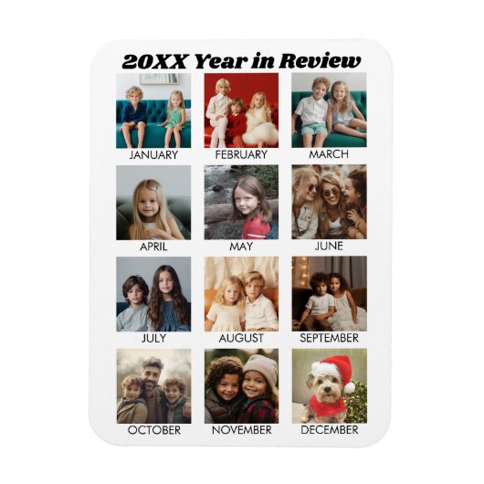 Jahr im Überblick - 12 Fotomaterial - Kalender Magnet (Vertikal)