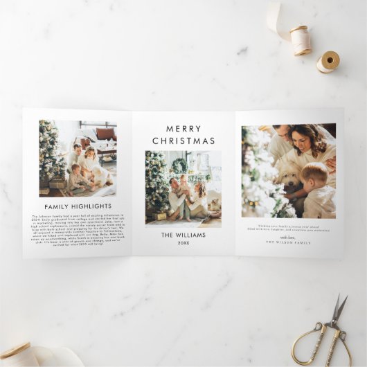 Jahr im Überblick Moderne Weihnachtskarte Dreifach Gefaltete Einladung (Innenseite)