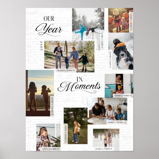 Jahr in Momenten FotoCollage Koordinaten halten Sa Poster (Vorne)