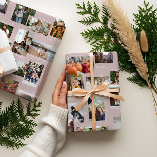 Jahr in Moments 25-Familie FotoCollage & Captions Geschenkpapier Set