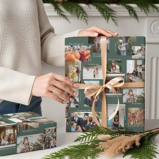 Jahr in Moments 25-Familie FotoCollage & Captions Geschenkpapier Set