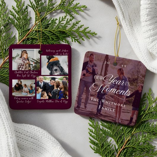 Jahr in Moments Family Foto Collage & Captions Keramikornament
