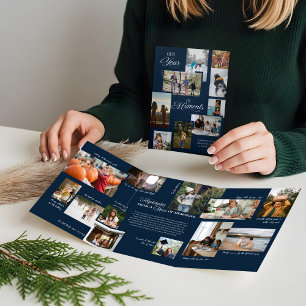 Jahr in Moments Family Foto Collage Weihnachten Dreifach Gefaltete Urlaubskarte