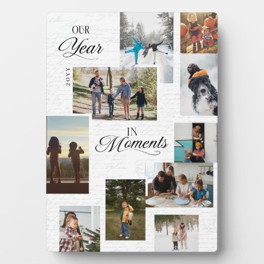 Jahr in Moments Foto Gallery Collage Keepake Fotoplatte (Vorderseite)