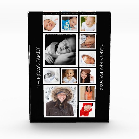 Jahr in Überprüfung einzigartig Personalisiert 12  Fotoblock (Vorderseite)