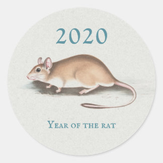 Jahr Ratte 2020 Chinesisches Neujahr Vintage-Maus  Runder Aufkleber