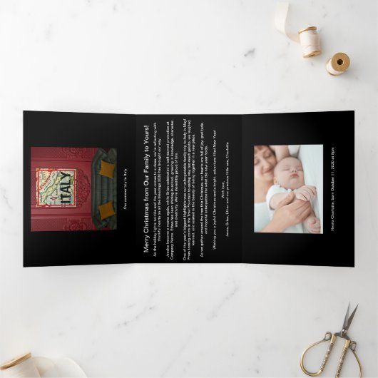 Jahr Review Foto Collage Trifold Weihnachtskarte Dreifach Gefaltete Urlaubskarte (Innenseite)