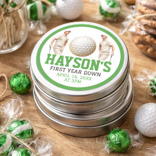 Jahr runter, Golf weiter! 1. Geburtstag Party Runder Aufkleber