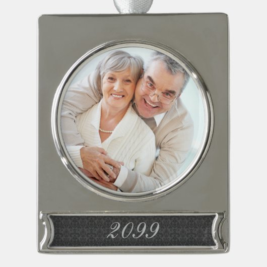 Jahr-spezifischer Kohledampf mit Foto Banner-Ornament Silber (Vorderseite)