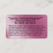 JAHR SUECE-GESCHÄFTSKARTE VISITENKARTE (Rückseite)