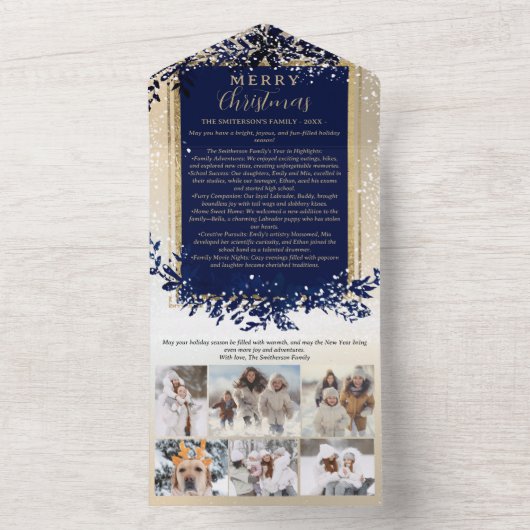 Jahr Überprüfung der Goldmedaille Frohe Weihnachte All In One Einladung (Innen Boden)