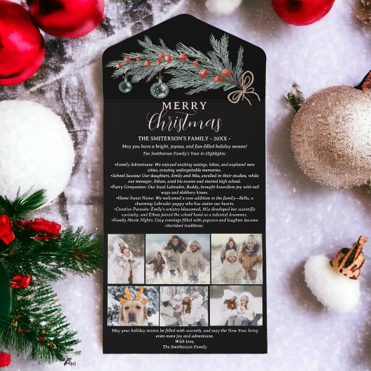 Jahr Überprüfung Kiefernrot Frohe Weihnachten 6 Fo All In One Einladung