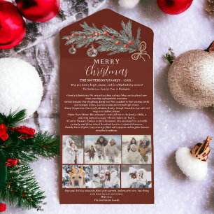 Jahr Überprüfung Kiefernrot Frohe Weihnachten 6 Fo All In One Einladung