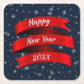 Jahr verändern Text glücklich Neues Jahr 20xx Red Rechteckiger Pappuntersetzer (Vorderseite)