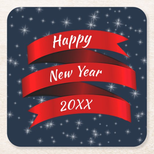 Jahr verändern Text glücklich Neues Jahr 20xx Red Rechteckiger Pappuntersetzer (Vorderseite)
