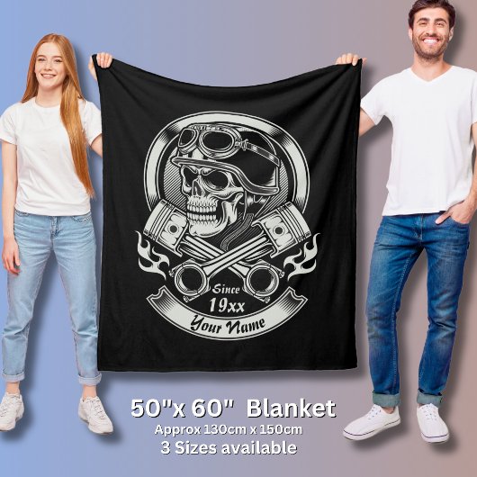 Jahr Vintager Biker mit überlaufenen Kolben hinzuf Fleecedecke