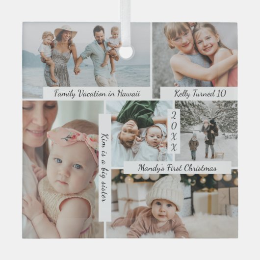 Jahr voll mit Erinnerungen Foto Collage & Highligh Ornament Aus Glas (Vorderseite)