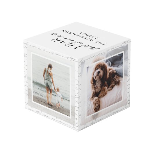 Jahr voll mit Erinnerungen Foto-Speicher-Keepsake Würfel (Rückseite Schrägansicht)