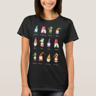 Jahr voll von Gnomes Lover Design Monatlicher Gnom T-Shirt