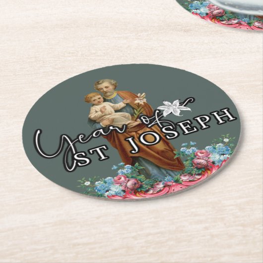 JAHR VON ST. JOSEPH KATHOLIC RELIGIÖS RUNDER PAPPUNTERSETZER (Angewinkelt)